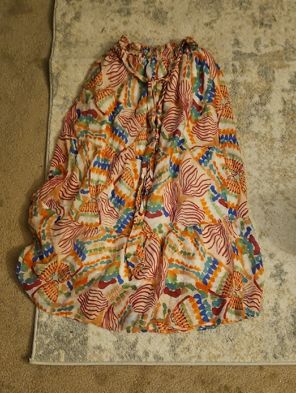 Pink Lily Multicolor Abstract Print Women's Maxi Skirt Large
